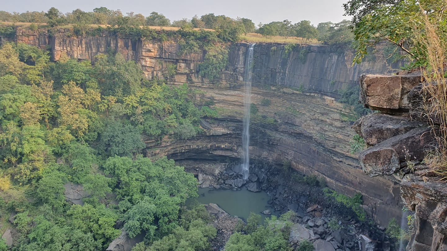 Raneh Waterfall flowing through a rocky canyon